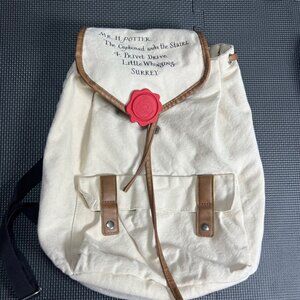 Harry Potter Canvas Backpack With Letter Design & Wax Seal-Inspired Closure
